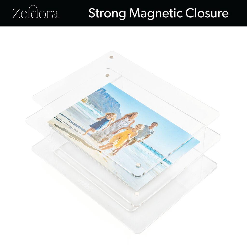 Acrylic vase and removable magnetic photo panel